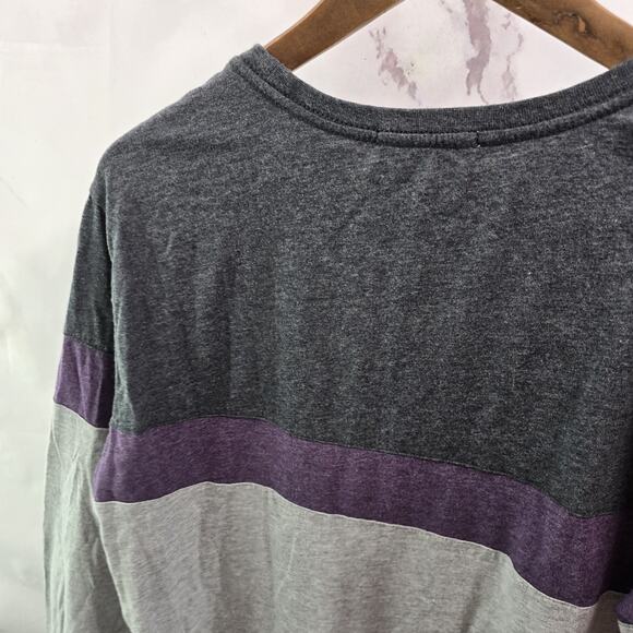 Marine Layer T Shirt Mens Medium Long Sleeve Crew Neck Gray Purple Stripe - Picture 6 of 13